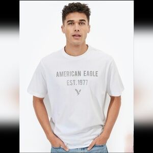 NWT! American Eagle, Men's Super Soft Graphic T-Shirt, White/Grey, Size Small